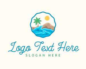 Beach - Ocean Beach Tree logo design