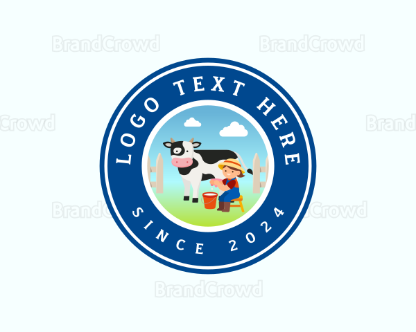 Cow Milk Farmer Logo