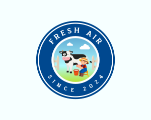 Cow Milk Farmer logo design