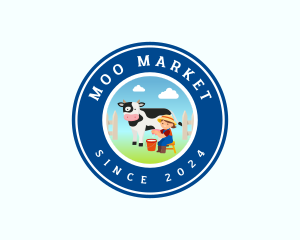 Cow Milk Farmer logo design