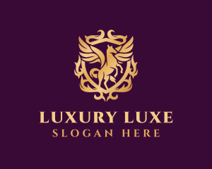 Luxury Pegasus Crest logo design