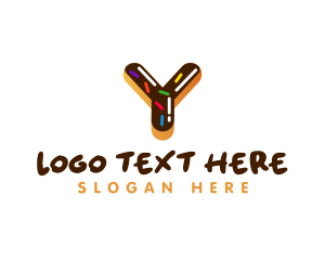 Doughnut - Donut Sweet Dessert Letter Y logo design