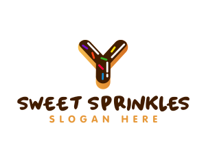 Sprinkles - Donut Sweet Dessert Letter Y logo design