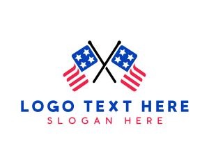 United States - Double American Flag logo design