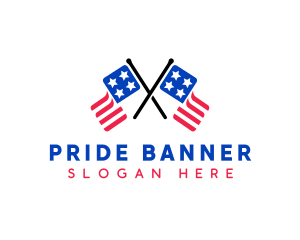 Double American Flag  logo design