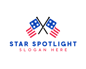 Double American Flag  logo design