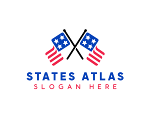 Double American Flag  logo design