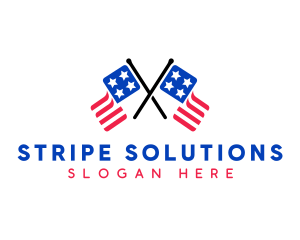 Double American Flag  logo design