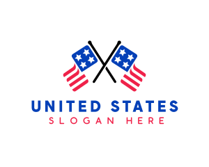 Double American Flag  logo design