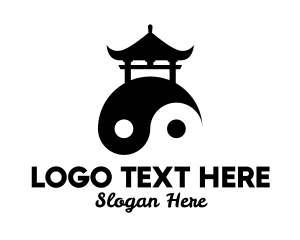 Black - Yin Yang Peace Pagoda logo design