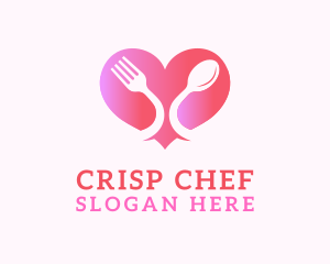 Restaurant Cutlery Heart logo design