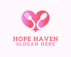 Eat - Restaurant Cutlery Heart logo design