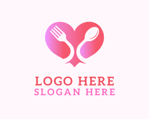 Culinary - Restaurant Cutlery Heart logo design