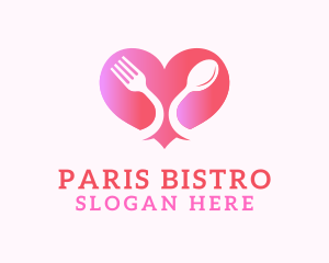 Restaurant Cutlery Heart logo design