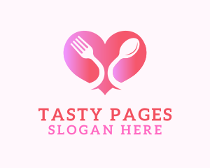 Cook Book - Restaurant Cutlery Heart logo design