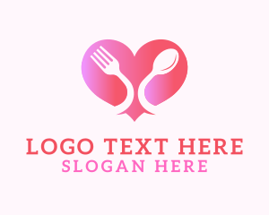 Kitchen - Restaurant Cutlery Heart logo design