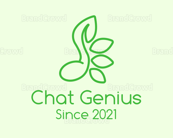 Green Music Note Leaves Logo