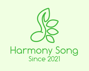 Hymn - Green Music Note Leaves logo design