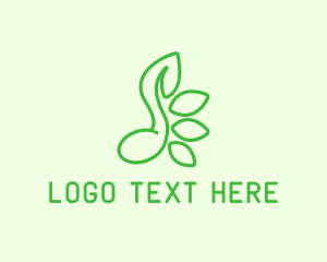 Quarter Note - Green Music Note Leaves logo design