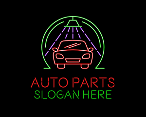 Glowing Neon Car Wash logo design