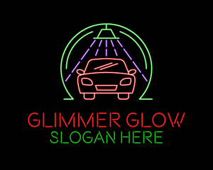 Glowing Neon Car Wash logo design