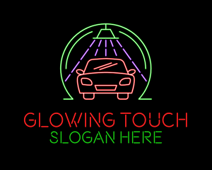 Glowing Neon Car Wash logo design