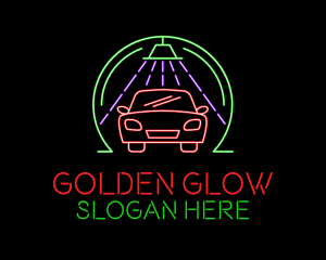 Glowing Neon Car Wash logo design
