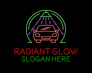 Glowing Neon Car Wash logo design