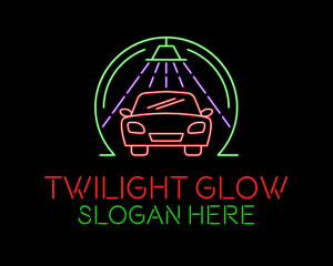 Glowing Neon Car Wash logo design