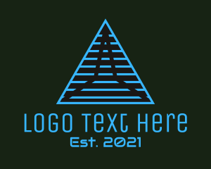 Telecomm - Blue Linear Pyramid logo design