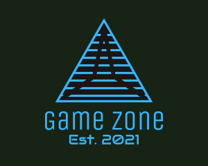 Neon - Blue Linear Pyramid logo design
