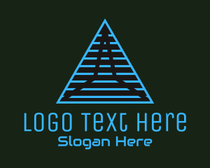 Blue Linear Pyramid Logo