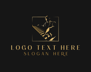 Piano Lounge - Piano Pianist Instrument logo design