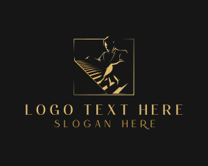 String - Piano Pianist Instrument logo design