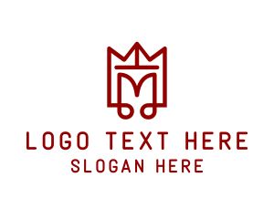 King - Crown Music Note Letter M logo design