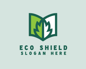 Eco Book Leaf logo design