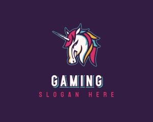 Gamer Unicorn Horse logo design