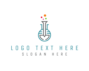 Futuristic - Science Lab Flask logo design