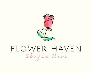 Watercolor Rose Flower logo design