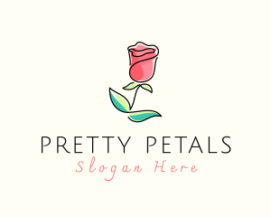 Watercolor Rose Flower logo design