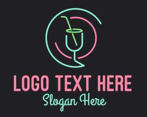 Glow - Neon Cocktail Bar logo design