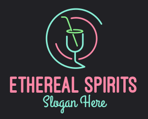 Spirits - Neon Cocktail Bar logo design
