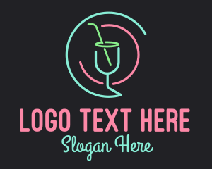 Refreshment Drink - Neon Cocktail Bar logo design