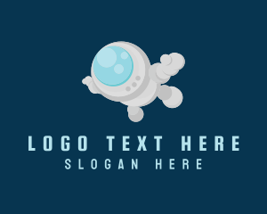 Outer Space - Floating Astronaut Cartoon logo design