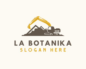 Backhoe - Excavator Mountain Builder logo design