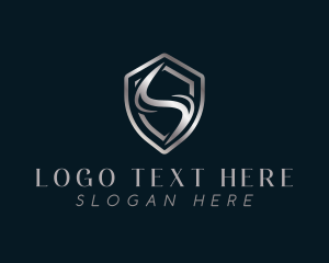 Letter S - Metallic Gray Shield Letter S logo design