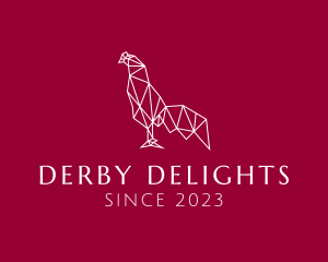 Derby - White Geometric Rooster logo design