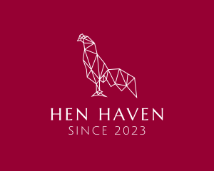 Hen - White Geometric Rooster logo design