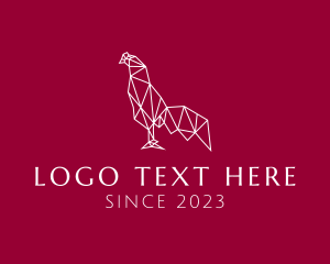 Cock - White Geometric Rooster logo design