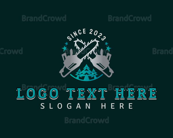 Chainsaw Wood Logging Logo